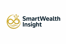 Smart Wealth Insight Horizontal Logo – Gold Emblem on White Background